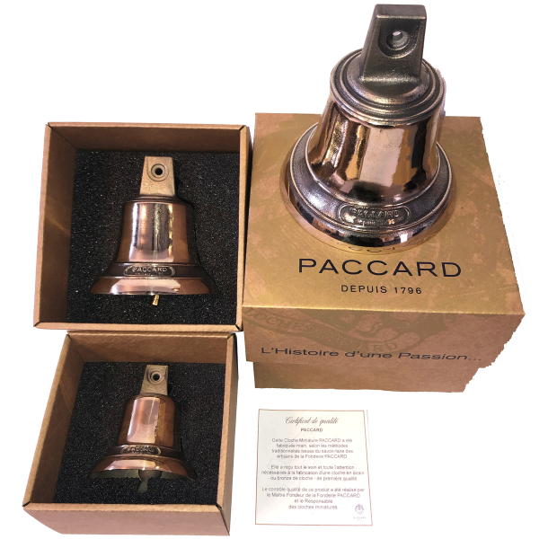 Cloche miniature avec anse bateau en bronze, finition Polie Miroir